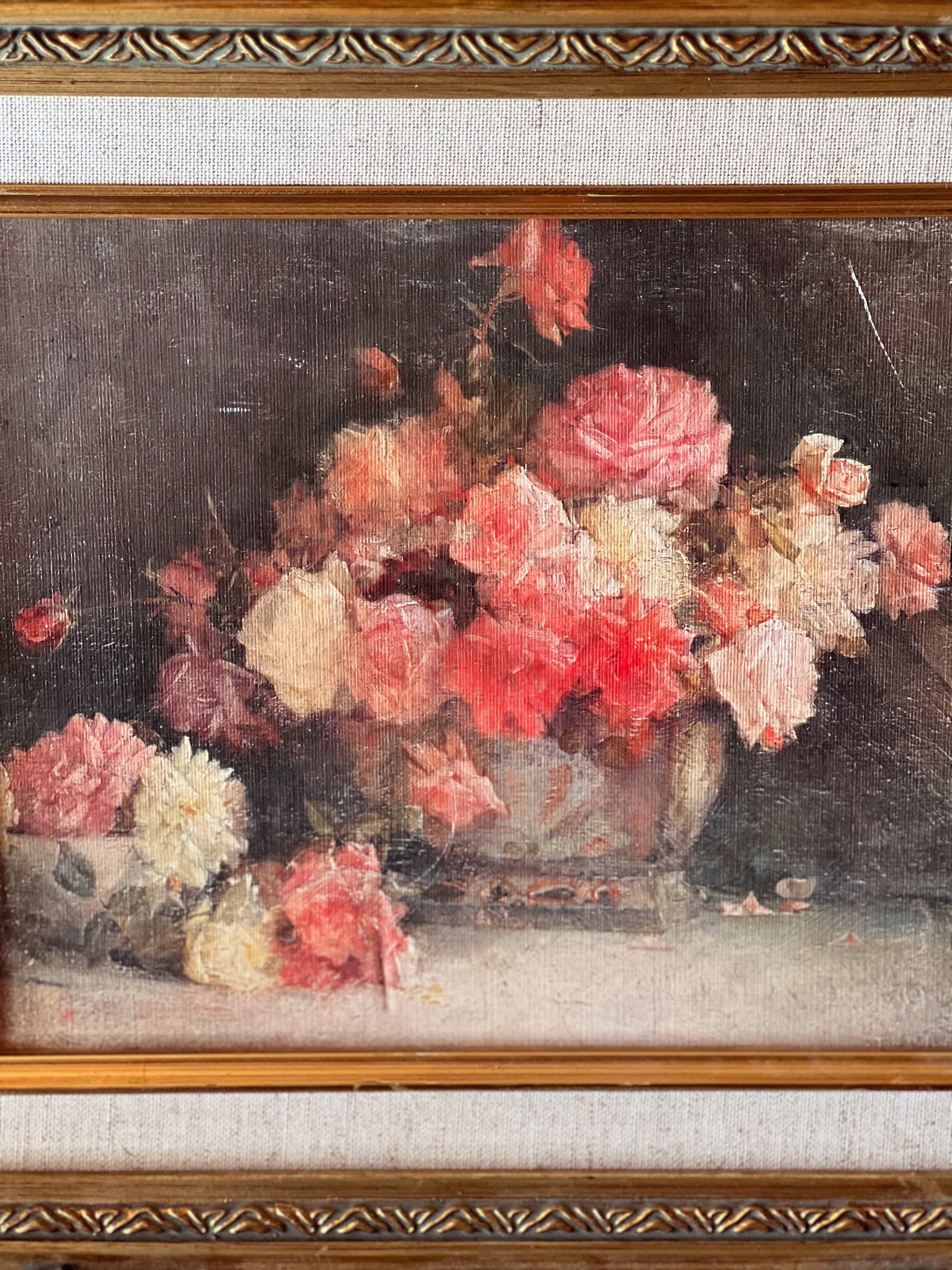 Vintage Framed Floral on Board