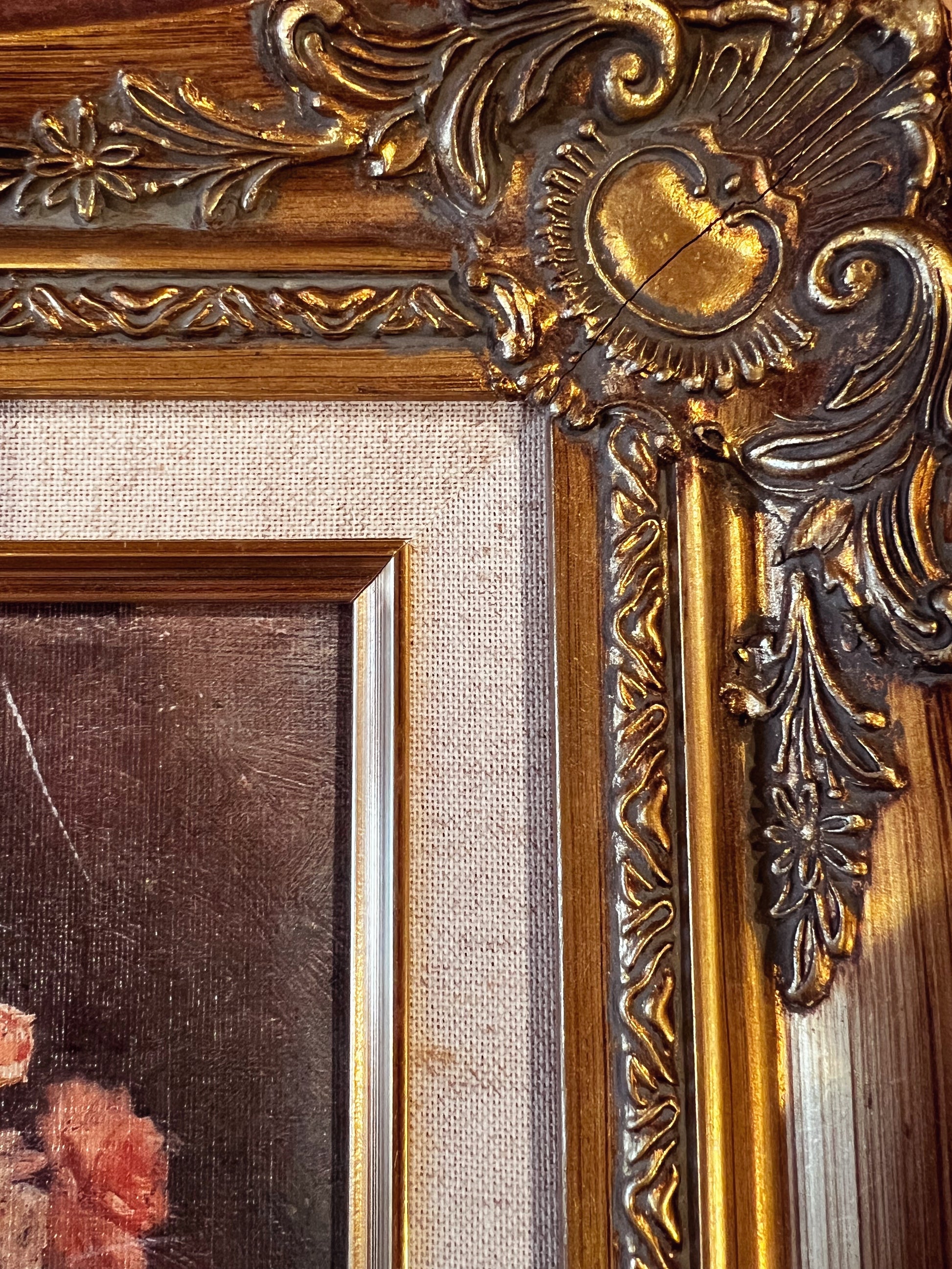 Vintage Framed Floral on Board