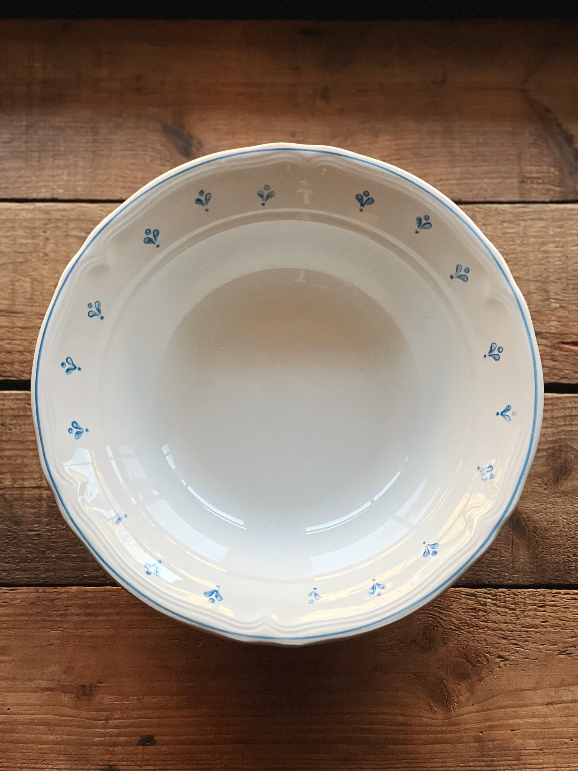 Large Vintage Hand Painted Ceramic Stenciled Serving Bowl