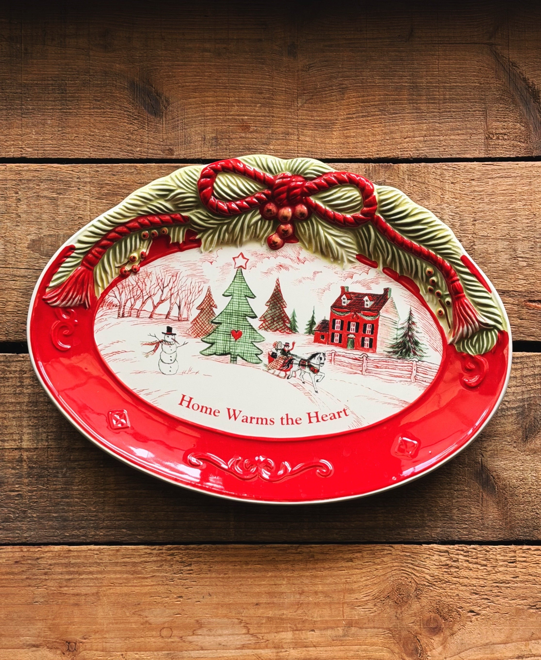 Vintage Fitz & Floyd Holiday Sentiment Tray | Home Warms the Heart