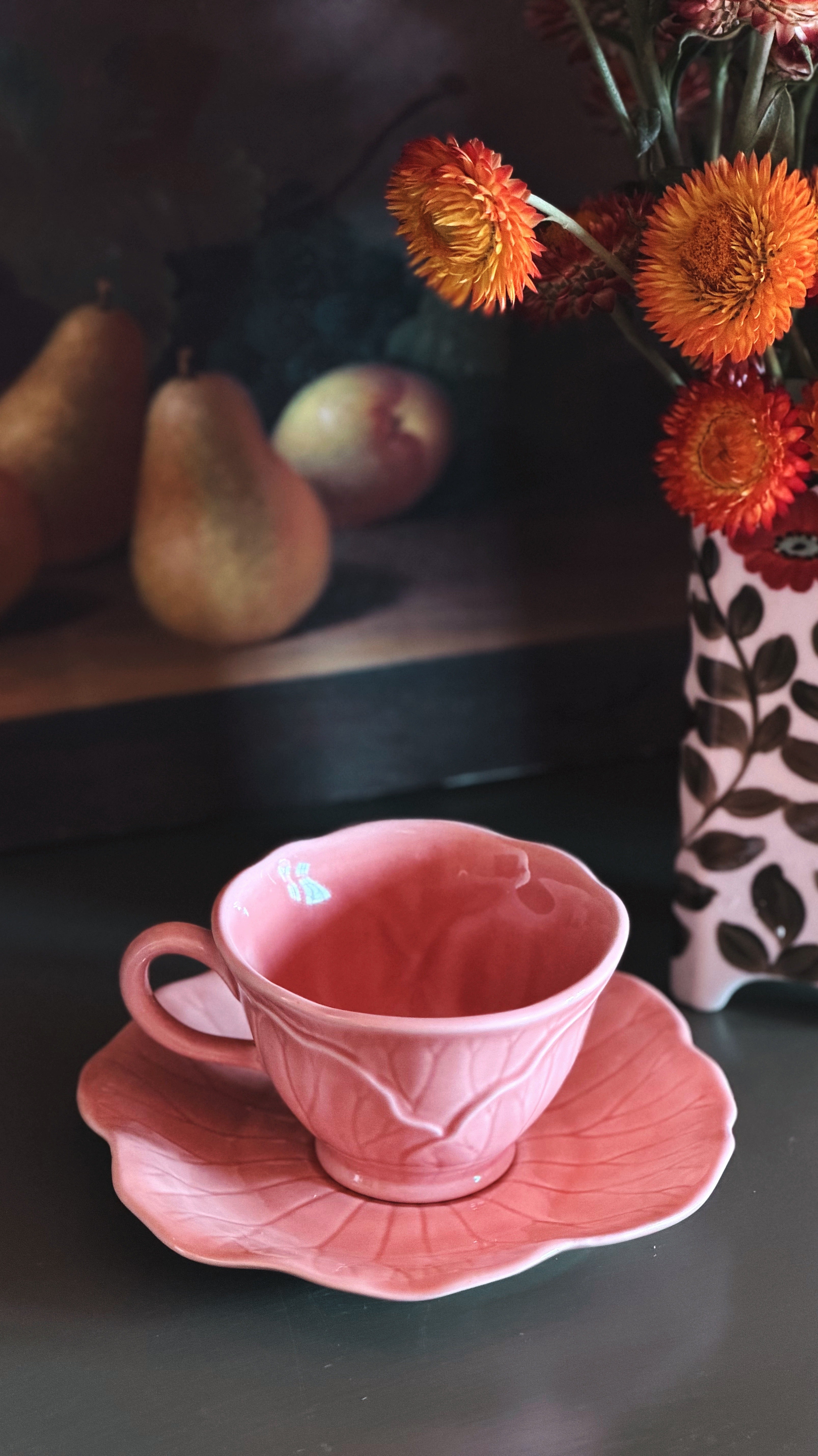 Vintage Metlox Lotus Apricot Teacup & Saucer | Vernon Ware