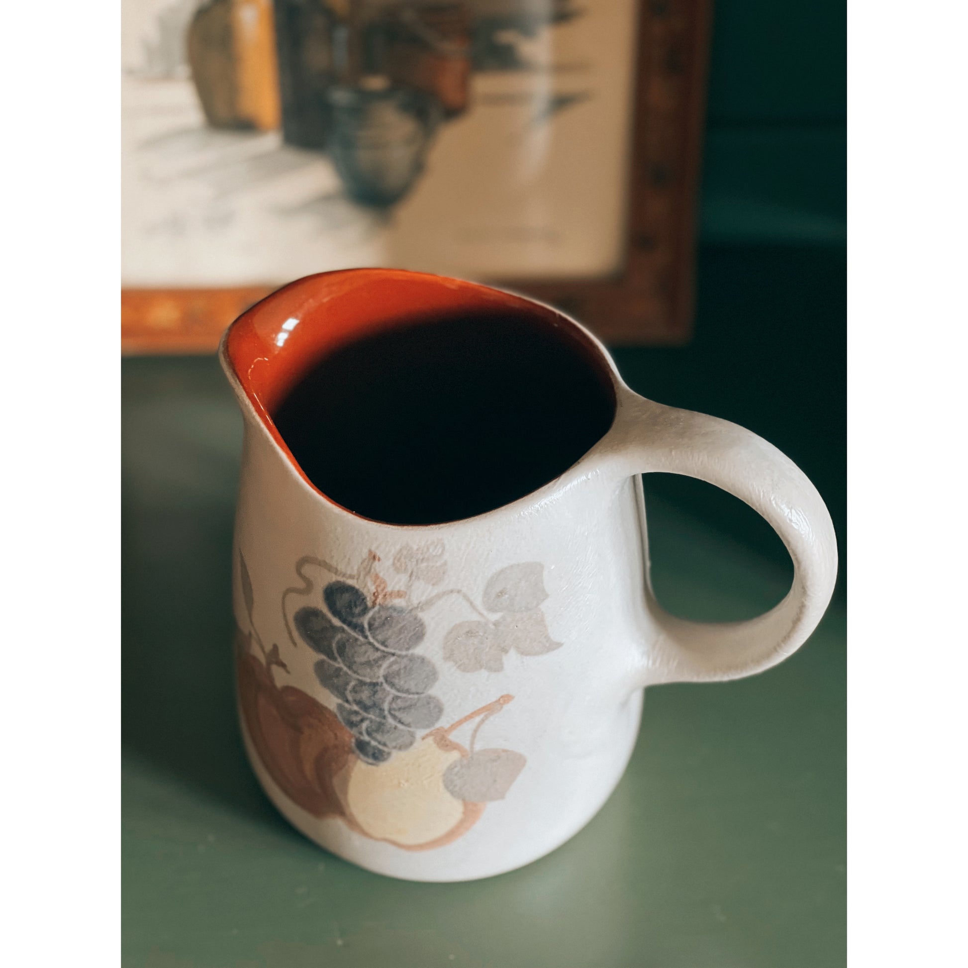 Vintage Stoneware Fruit Pitcher