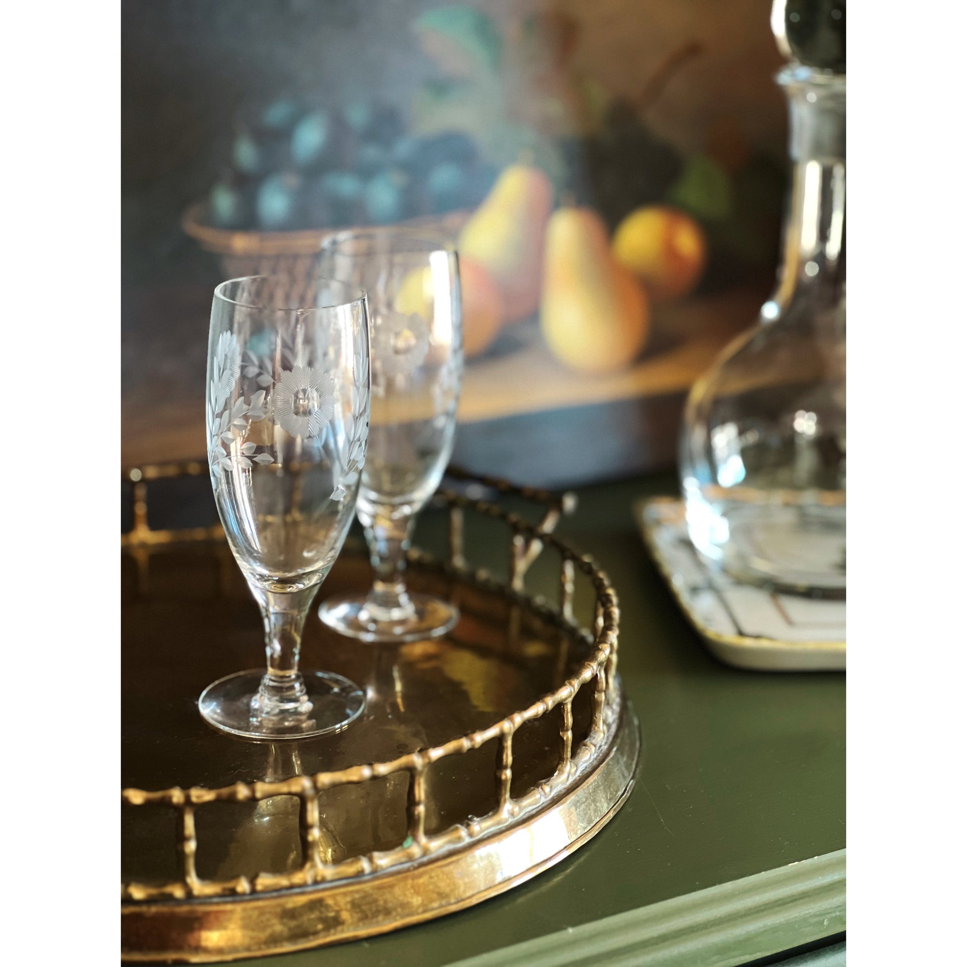 Set of 4 Petite Etched Champagne Flutes
