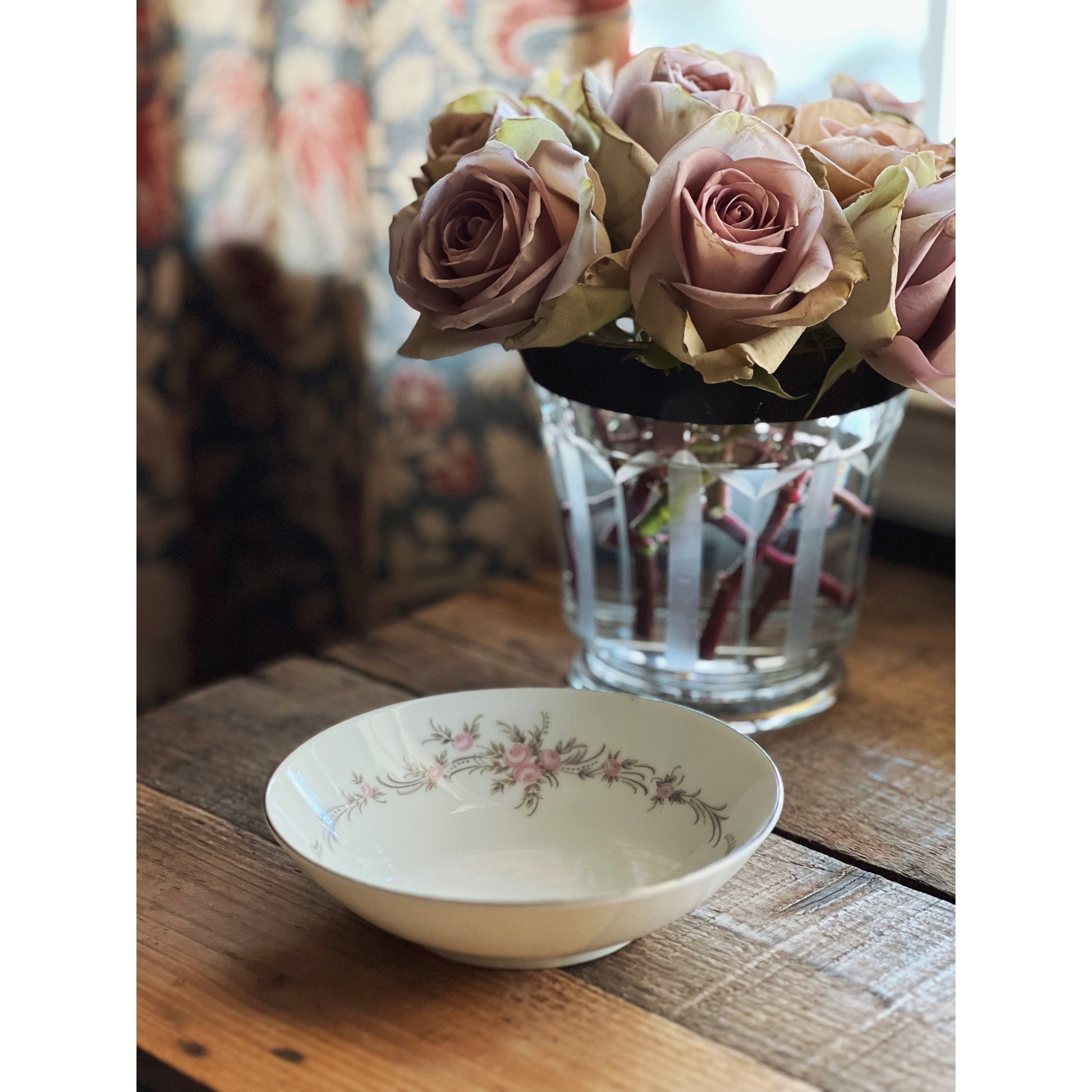 pink floral berry bowl