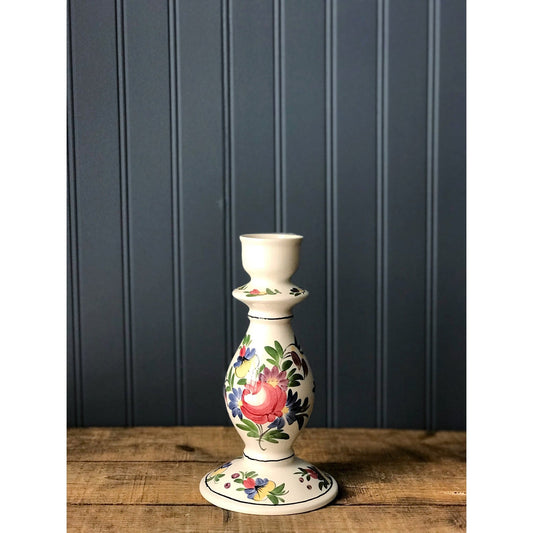 Hand Painted Vintage Ceramic Taper Candle Holder / Bud Vase