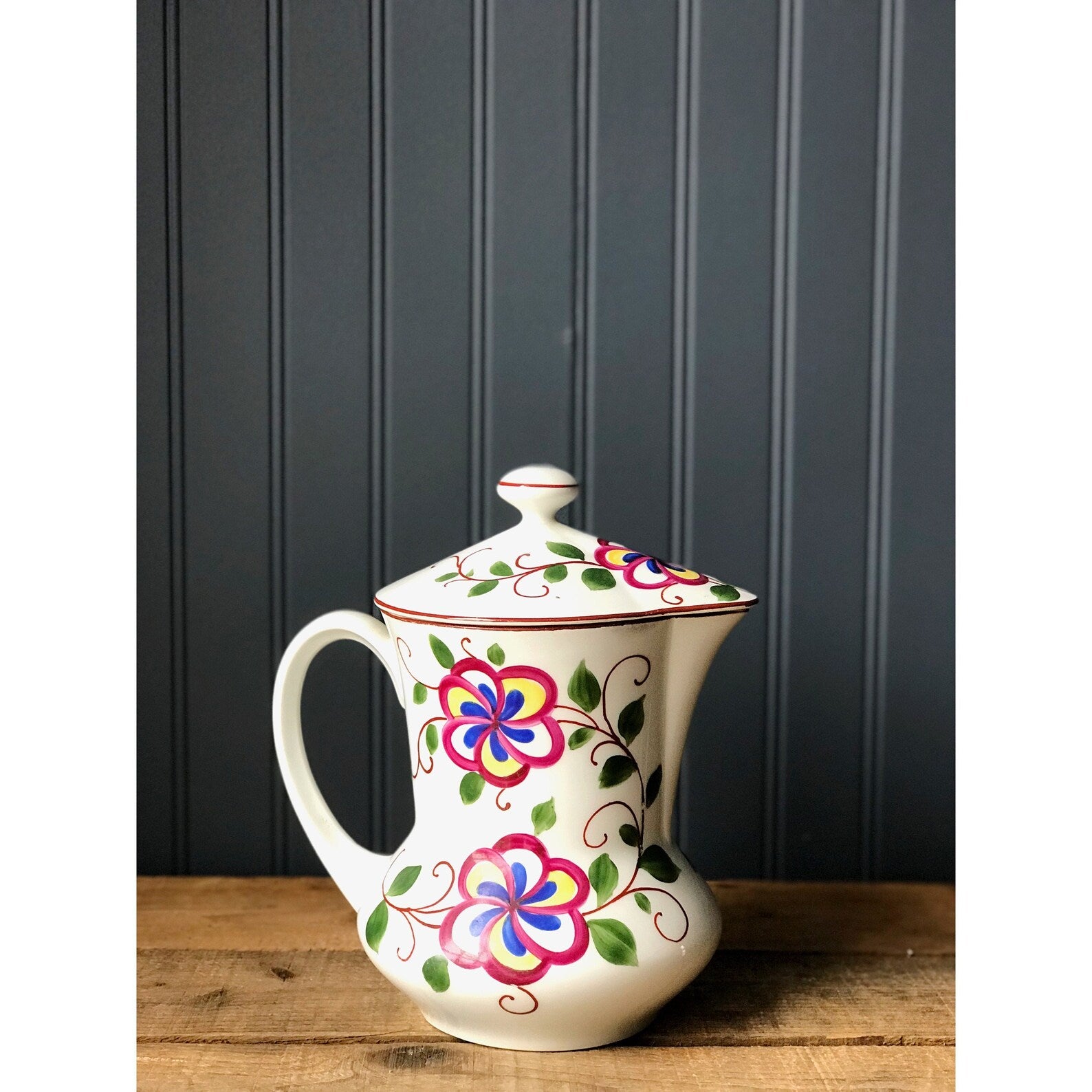 Hand Painted Vintage Coffee Pot Made in Czechoslovakia for Kaufmann's Pittsburgh