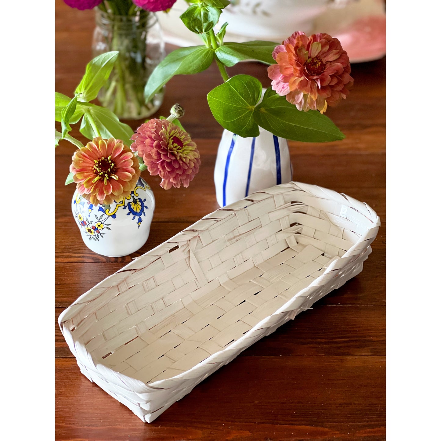 Vintage White Flatware Basket