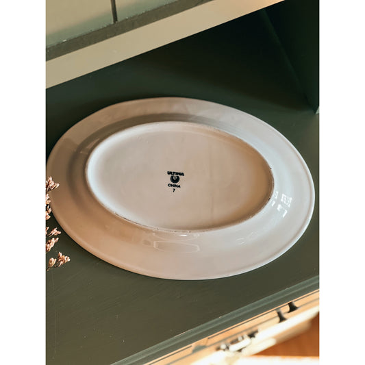 Ultima China Oval Platter with Green Rim