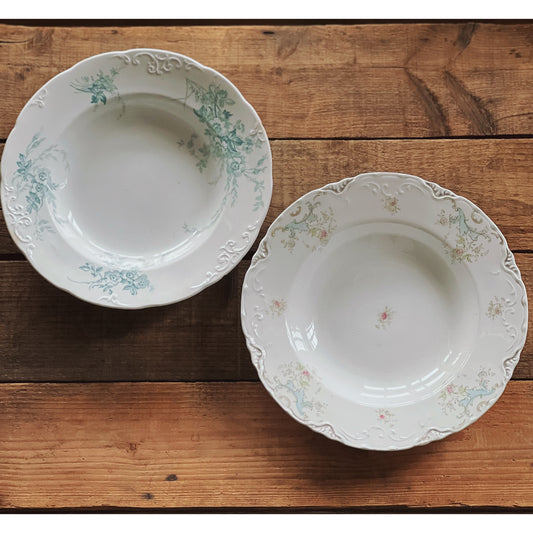 Curated Pair of Antique Transferware Soup Bowls