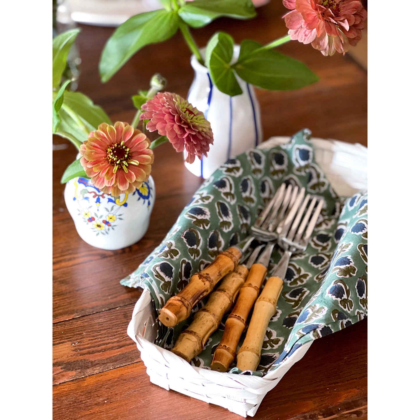 Vintage White Flatware Basket