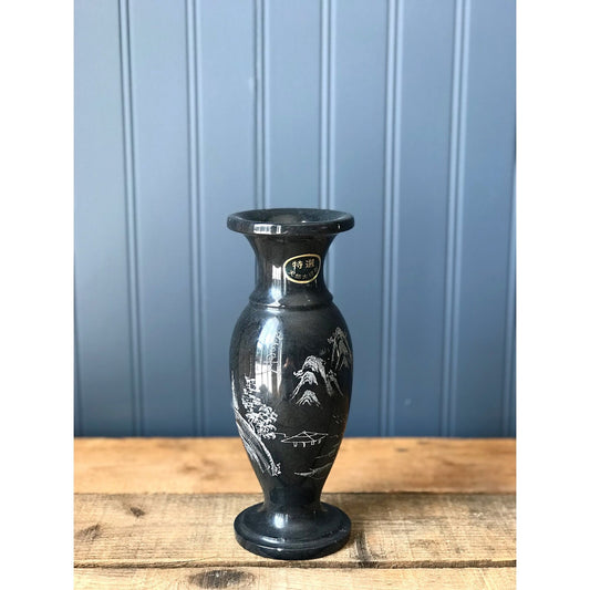 Vintage Black Marble Vase