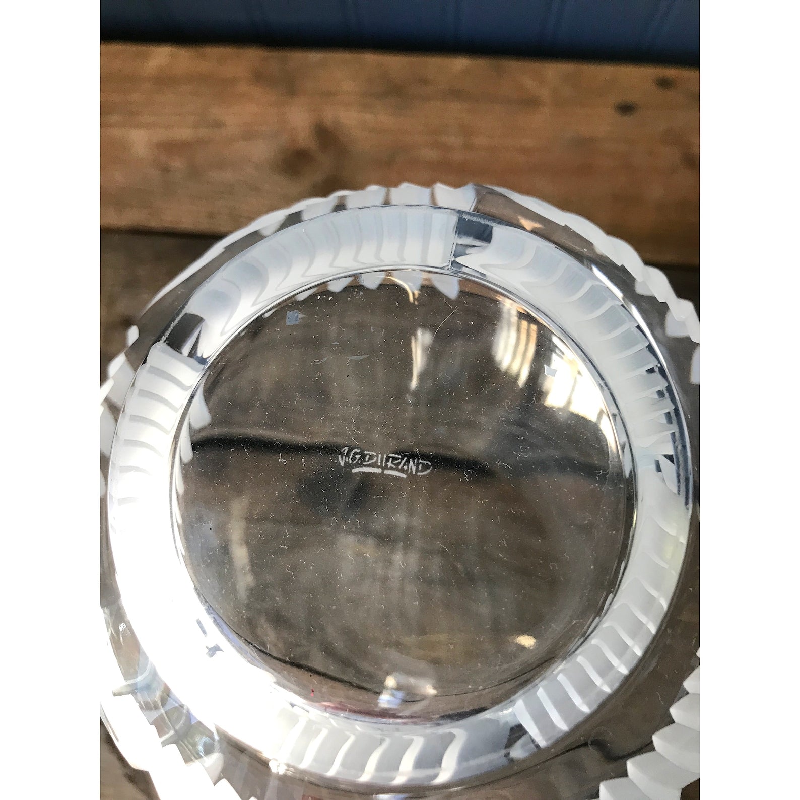 Vintage JG Durand Etched Palm Frond Pitcher