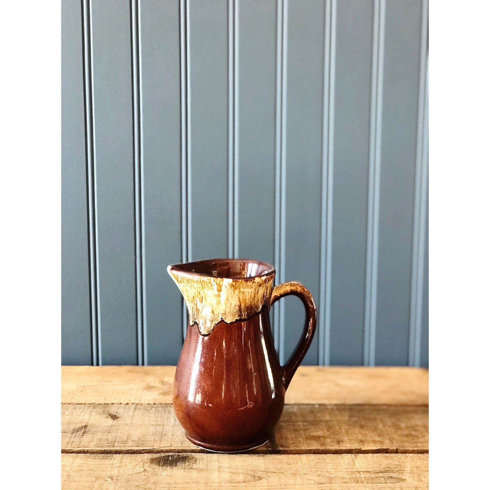 Vintage Roseville Brown Drip Pitcher