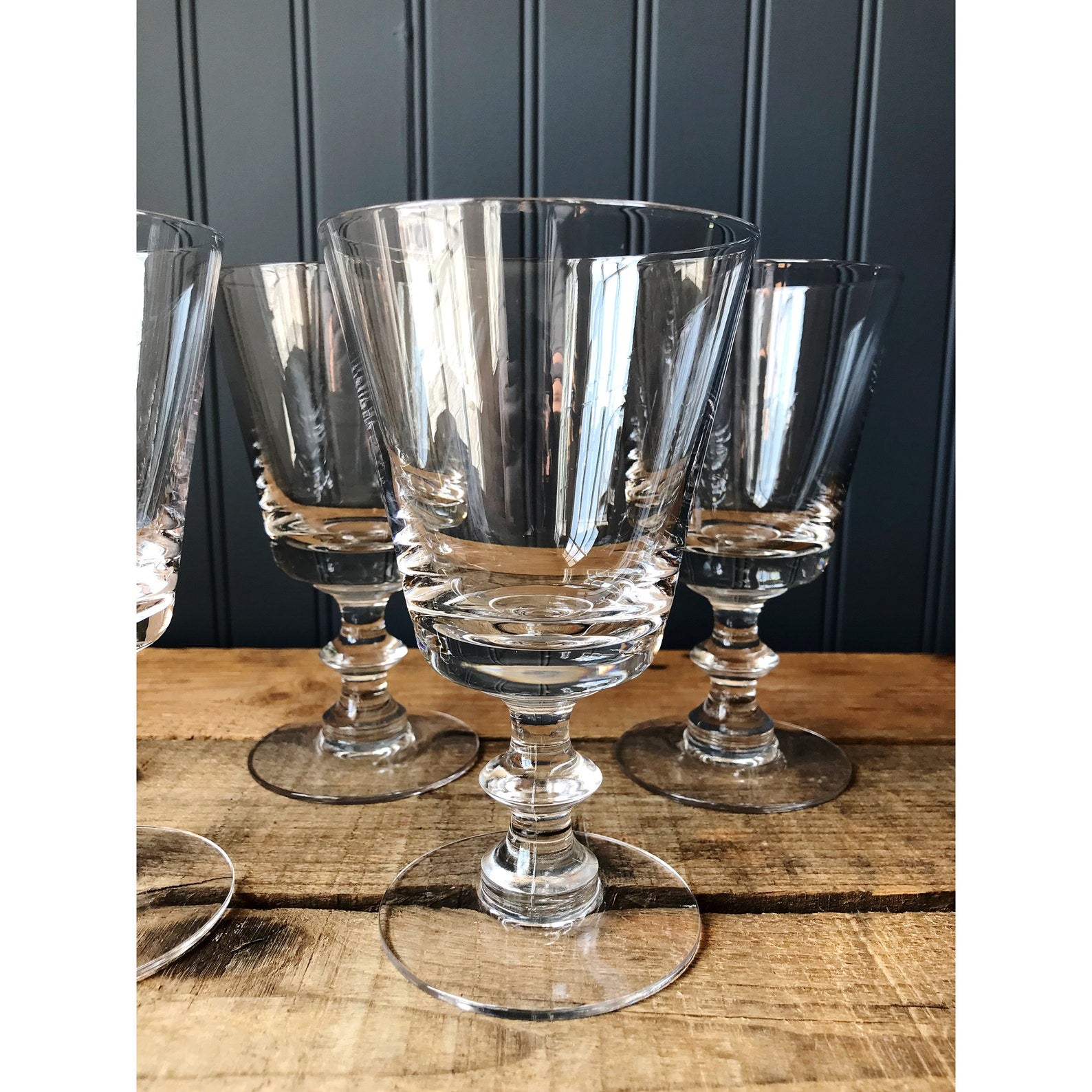 Pair of Vintage Crystal Wine Glasses