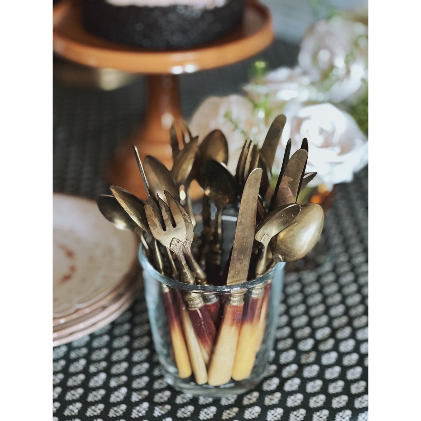 Vintage Brass & Bakelite Handle Dessert Knife