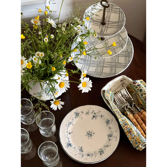 Vintage White Flatware Basket
