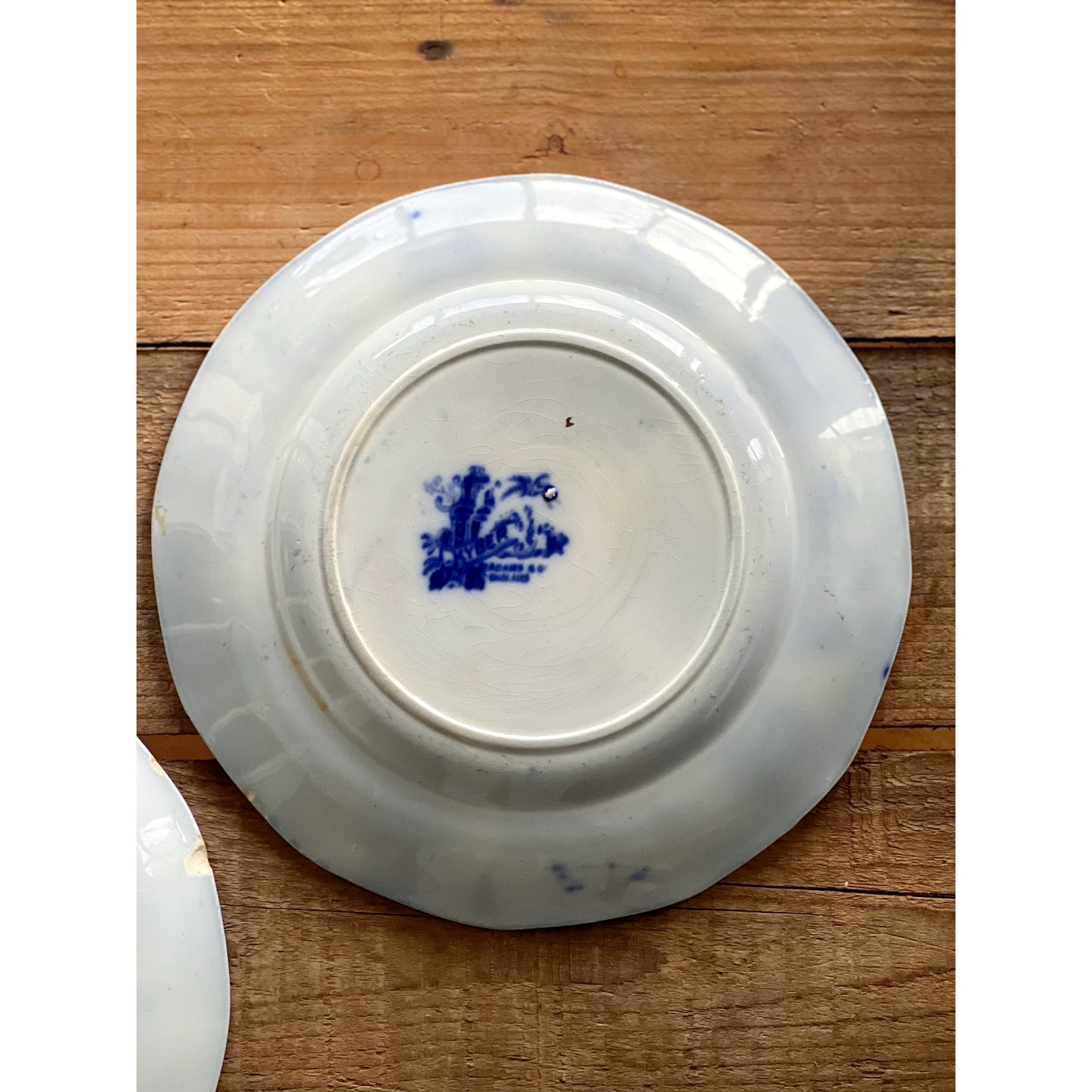 Pair of Antique Adams Kyber Flow Blue Salad Plates