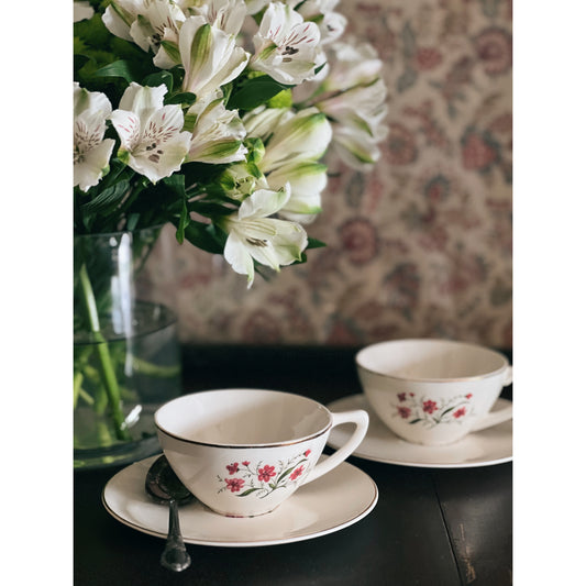 Pair of Vintage Floral Teacups & Saucer Sets