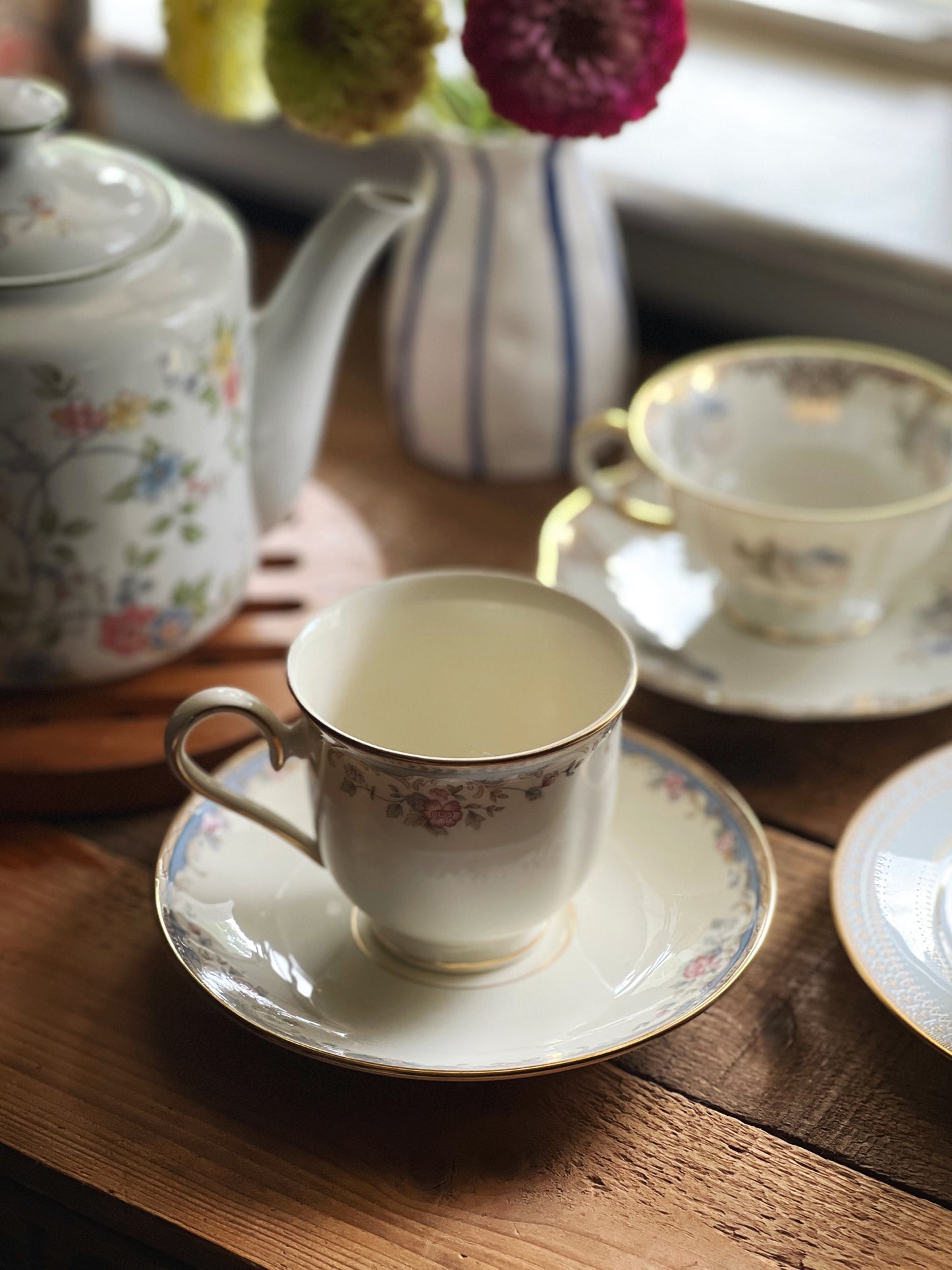 Vintage Lenox Southern Vista Footed Cup & Saucer Set