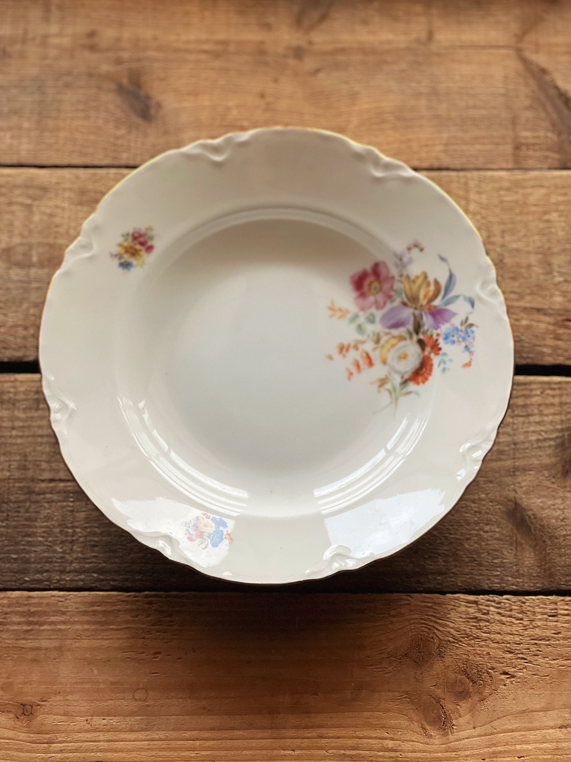 floral rimmed soup bowl