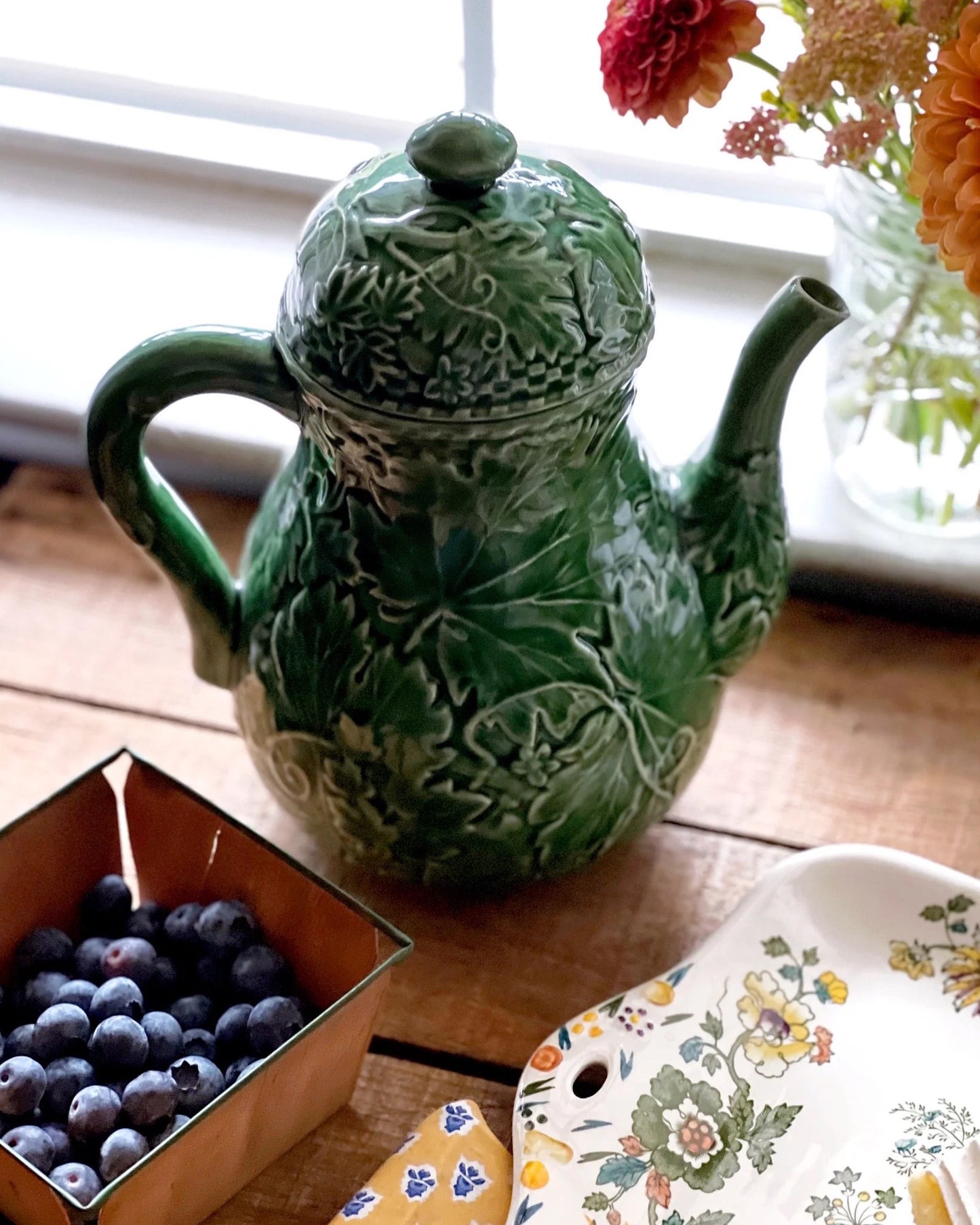 Vintage Pier One Cabbageware Coffee Pot / Lettuceware Coffee Pot