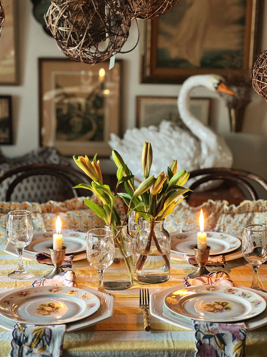 table set with sterling candleholders