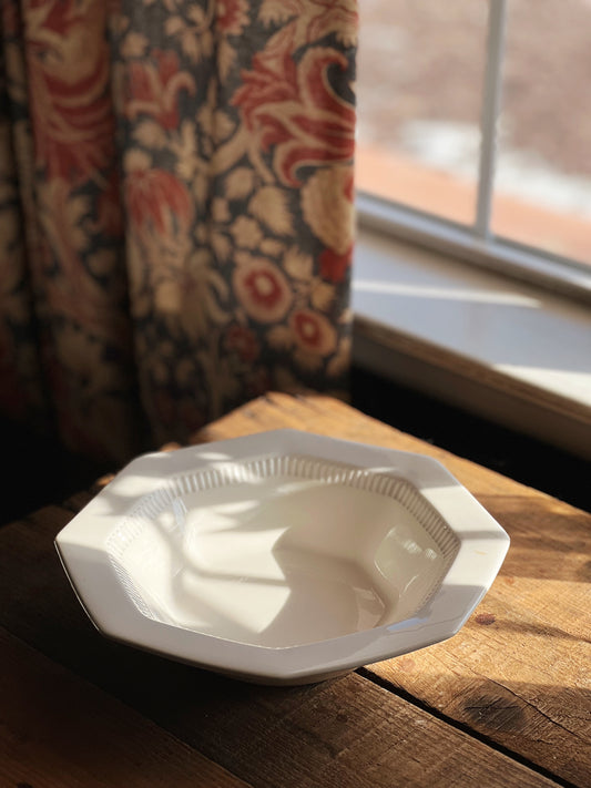 round white serving bowl with an octagonal rim