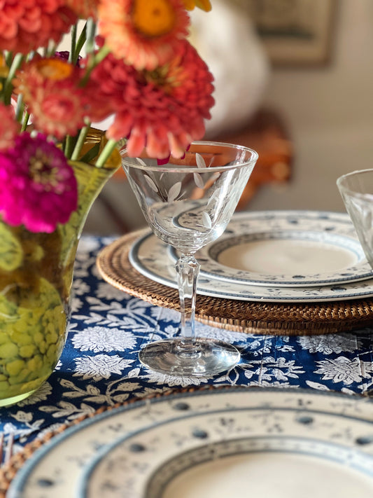 Vintage Etched Champagne Coupe