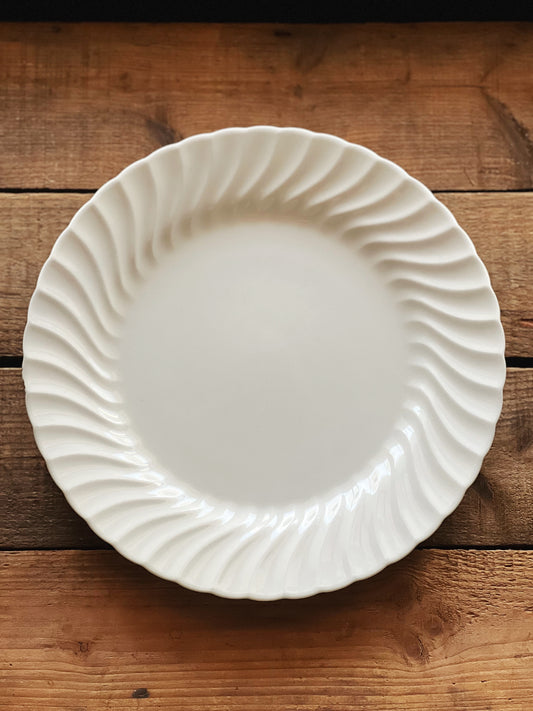 all white Johnson Brothers Regency ironstone dinner plate