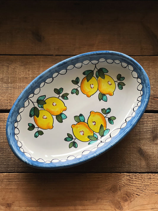 Vintage Hand Painted Lemon Platter Made in Italy