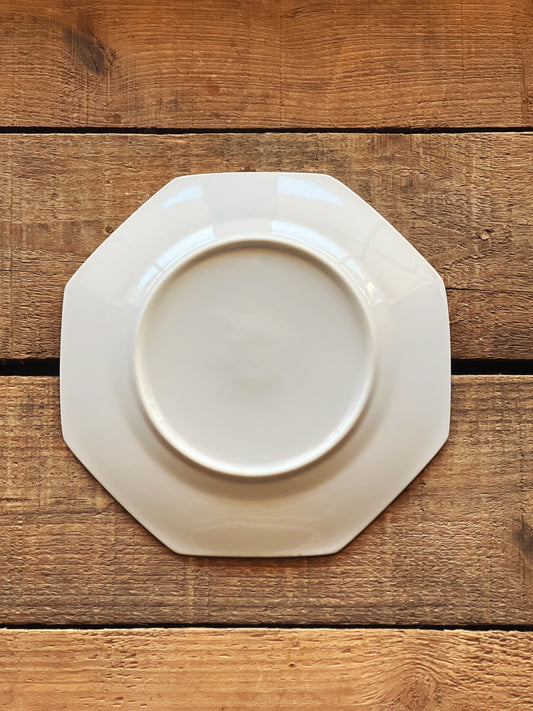 Vintage Octagonal Shape White Ironstone Bread & Butter Plate