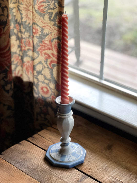 blue stoneware candleholder