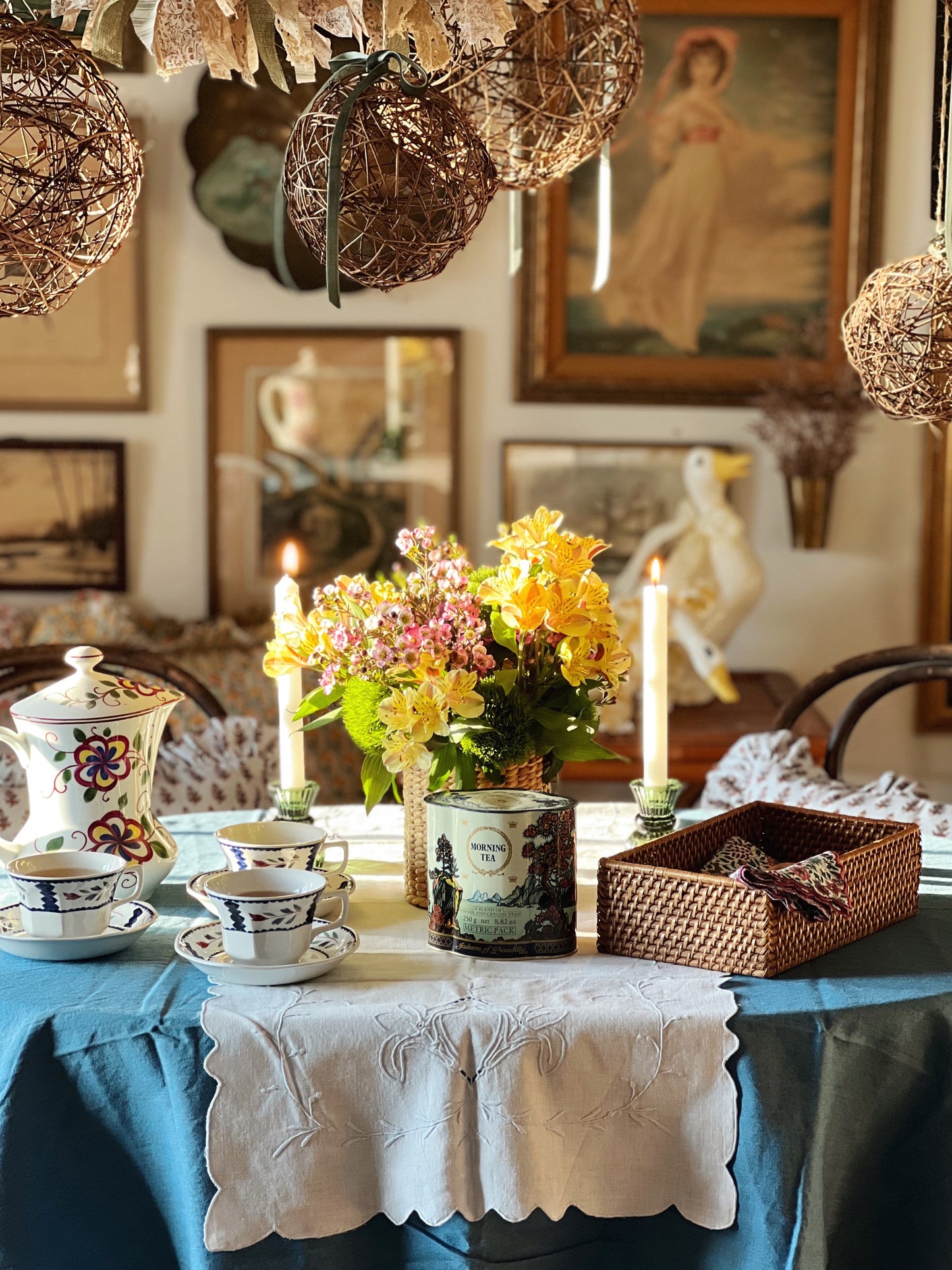 table runner with embroidery