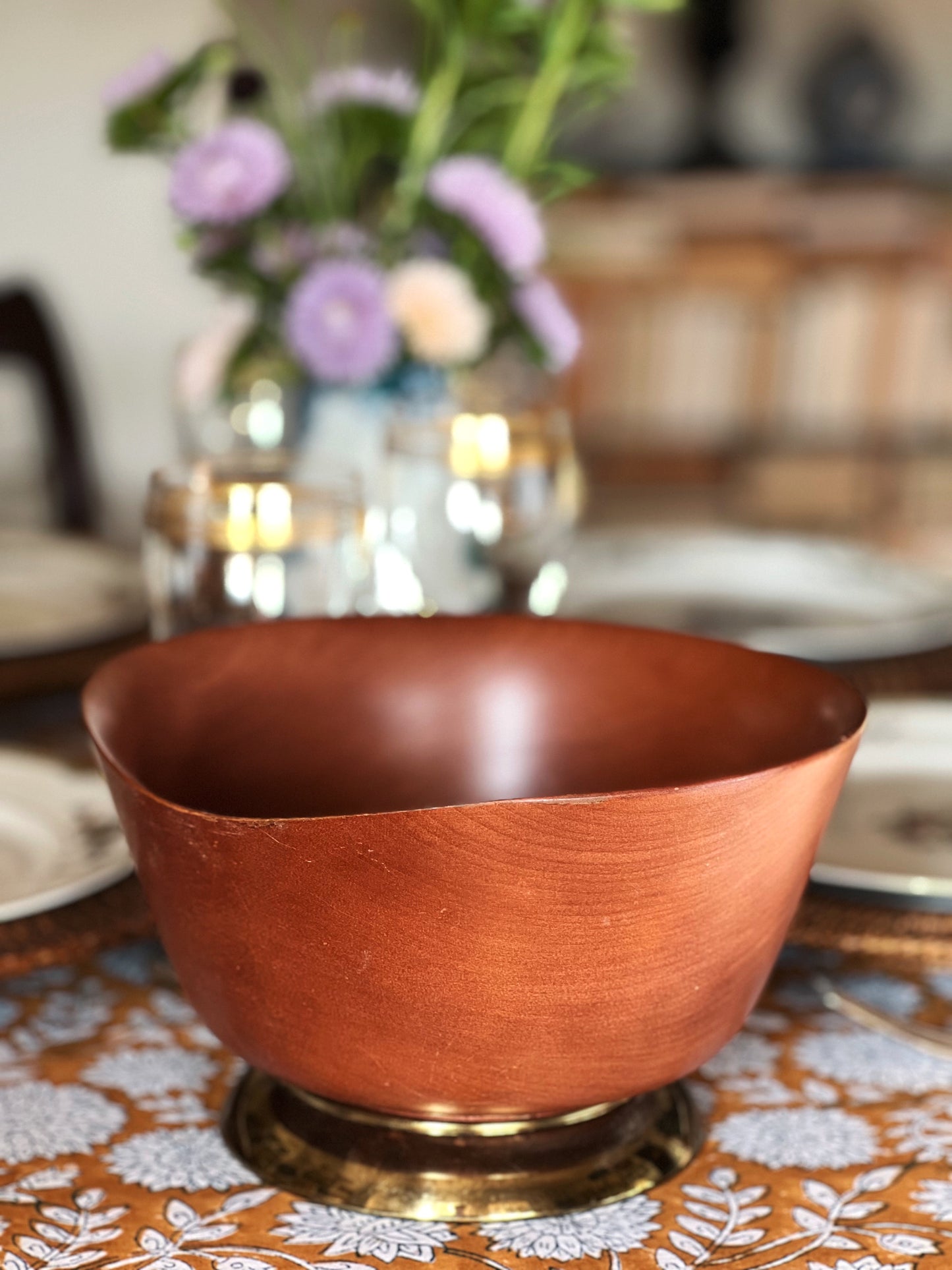 Vintage Kronex Brass & Rosewood Salad Bowl