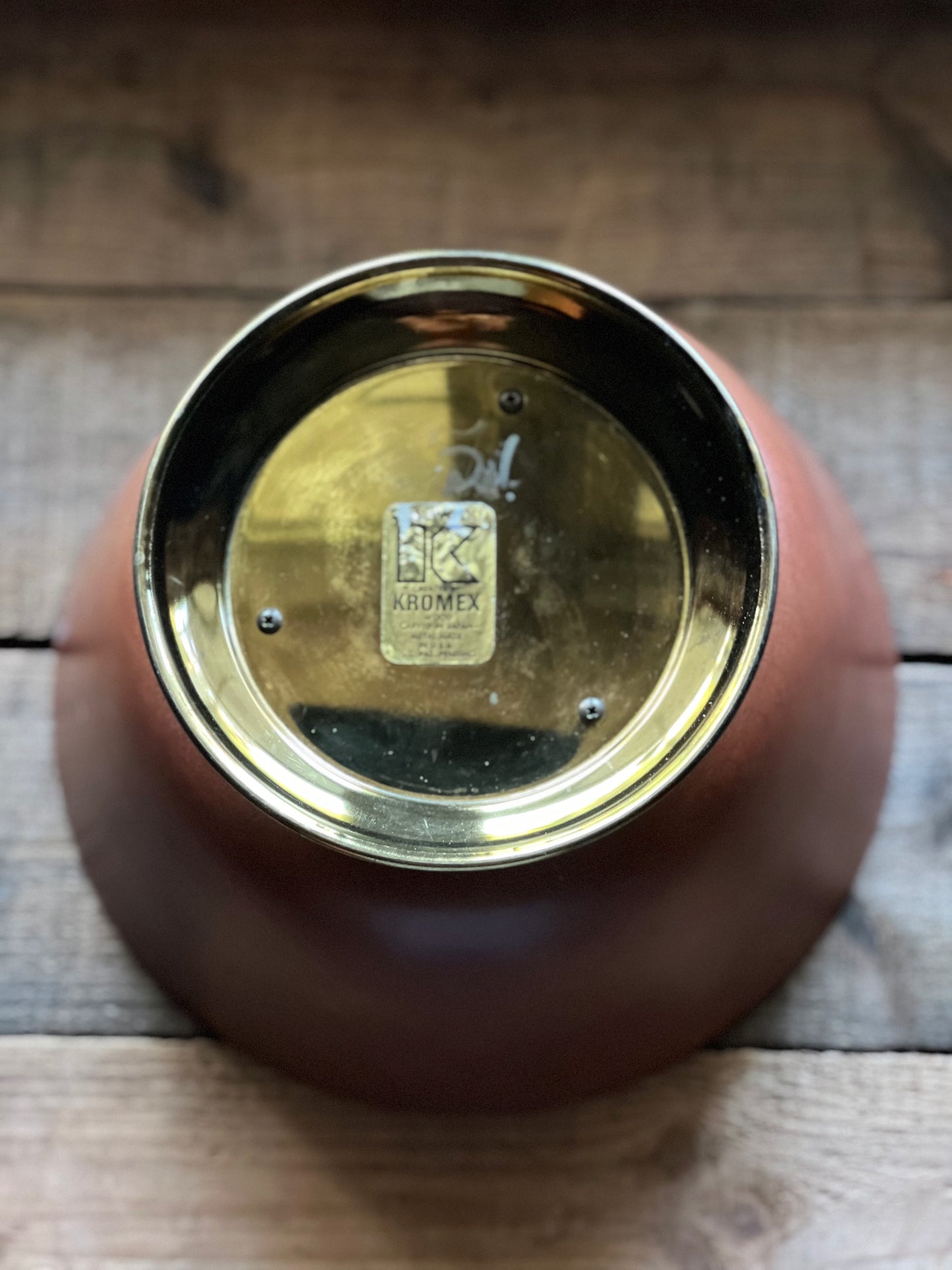 Vintage Kronex Brass & Rosewood Salad Bowl