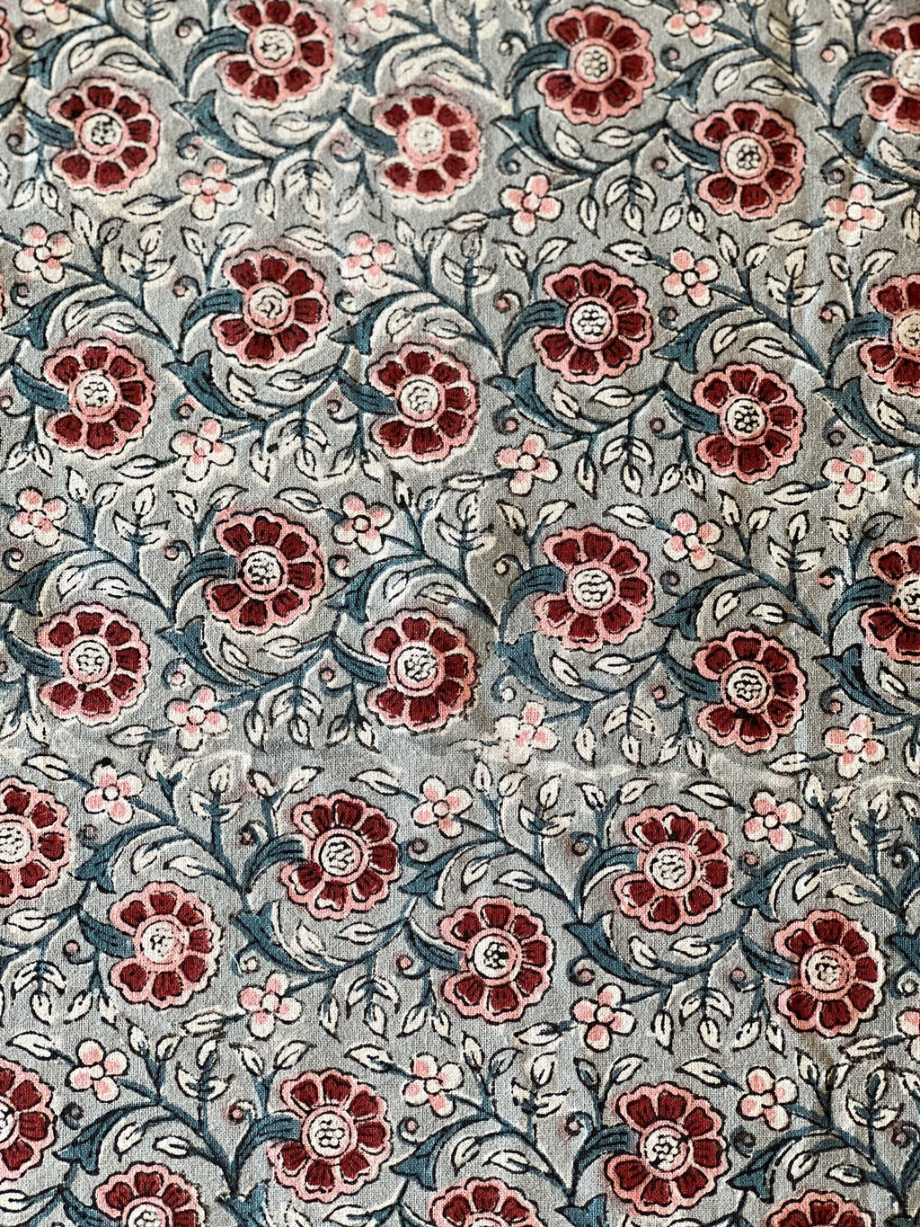 Block Print Tablecloth in Blue & Red Hand Made in Spain