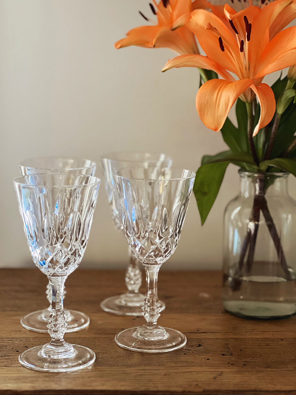 Vintage Crystal 'Thumbprint' Wine Glass