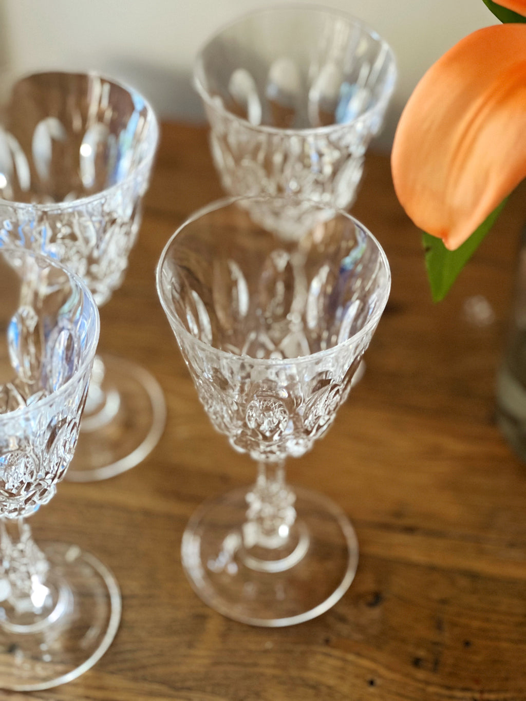 Vintage Crystal 'Thumbprint' Wine Glass