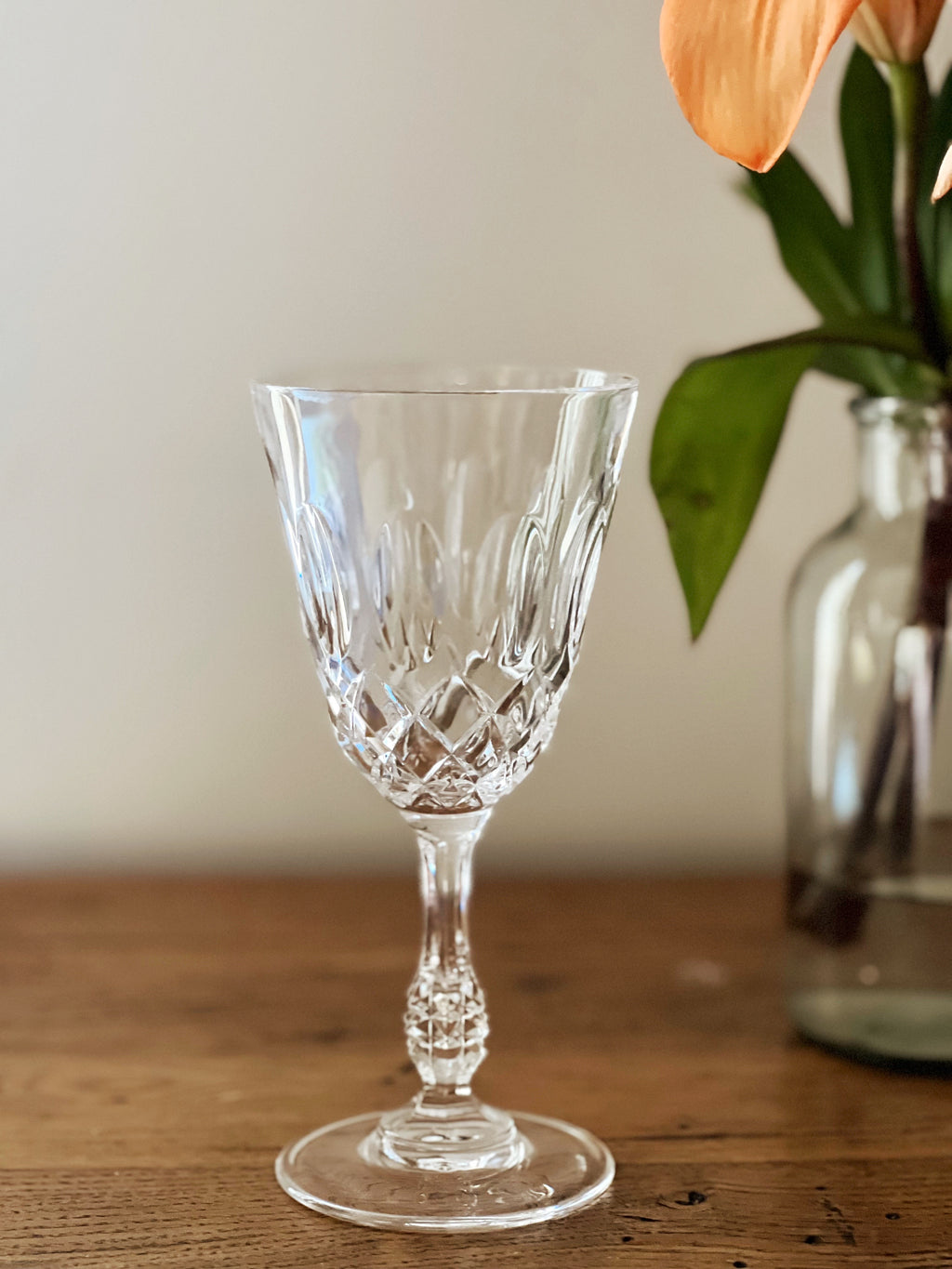 Vintage Crystal 'Thumbprint' Wine Glass
