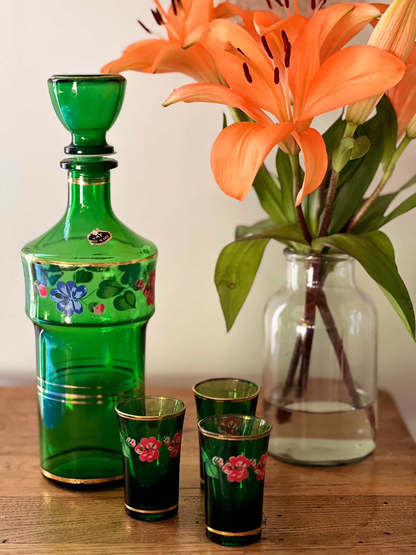 Hand Painted Vintage Decanter Made in Italy by Jay