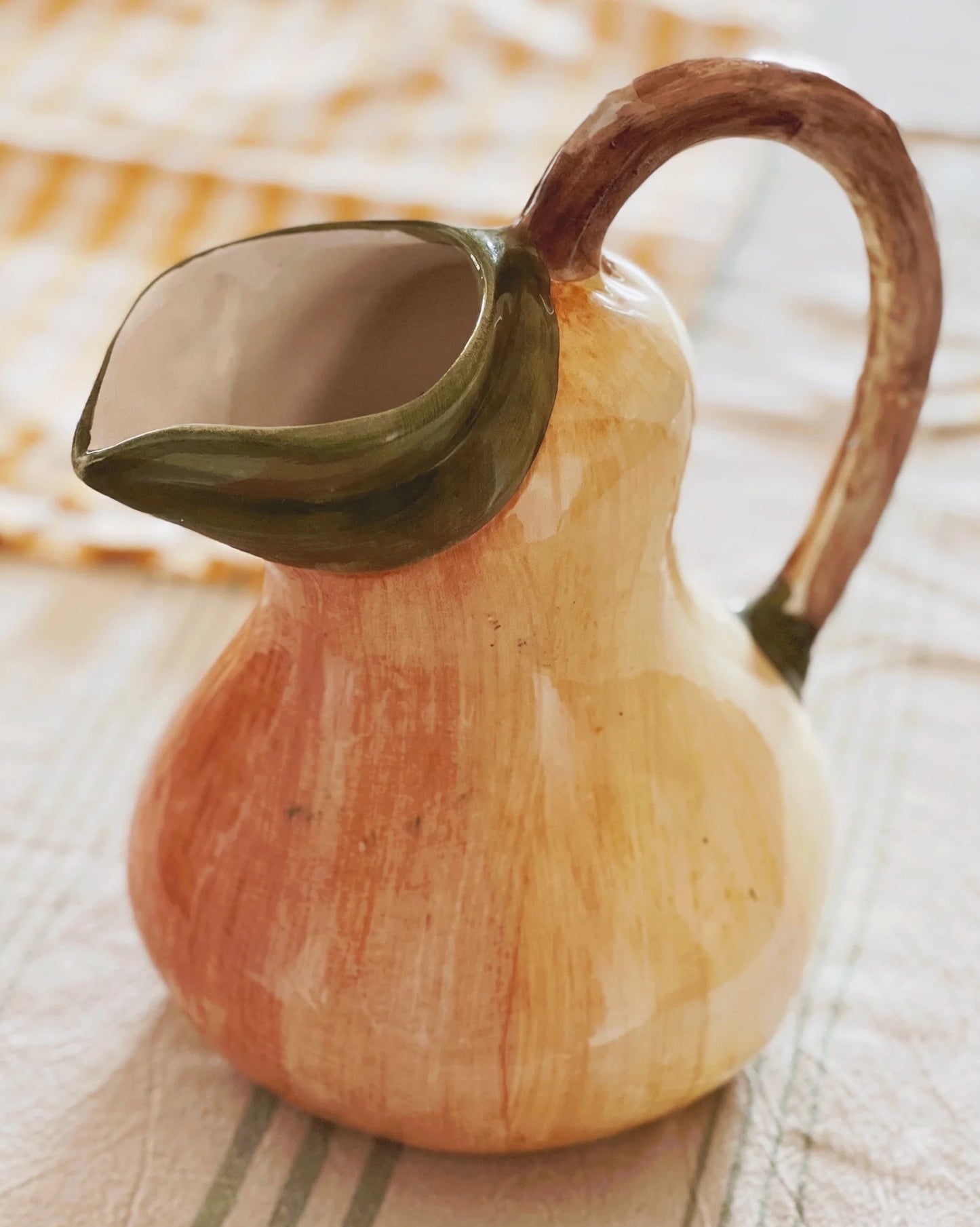 Vintage Hand Painted Pear Pitcher Made in Italy