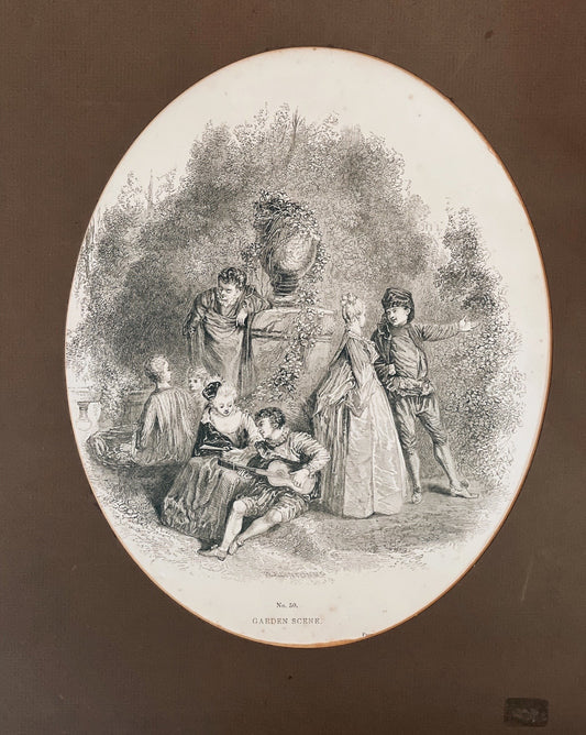 Vintage Watteau Engraving Print