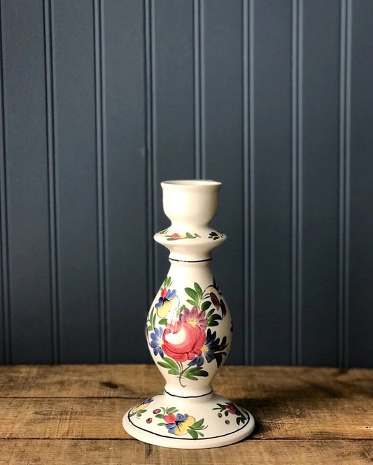 Hand Painted Vintage Ceramic Taper Candle Holder / Bud Vase