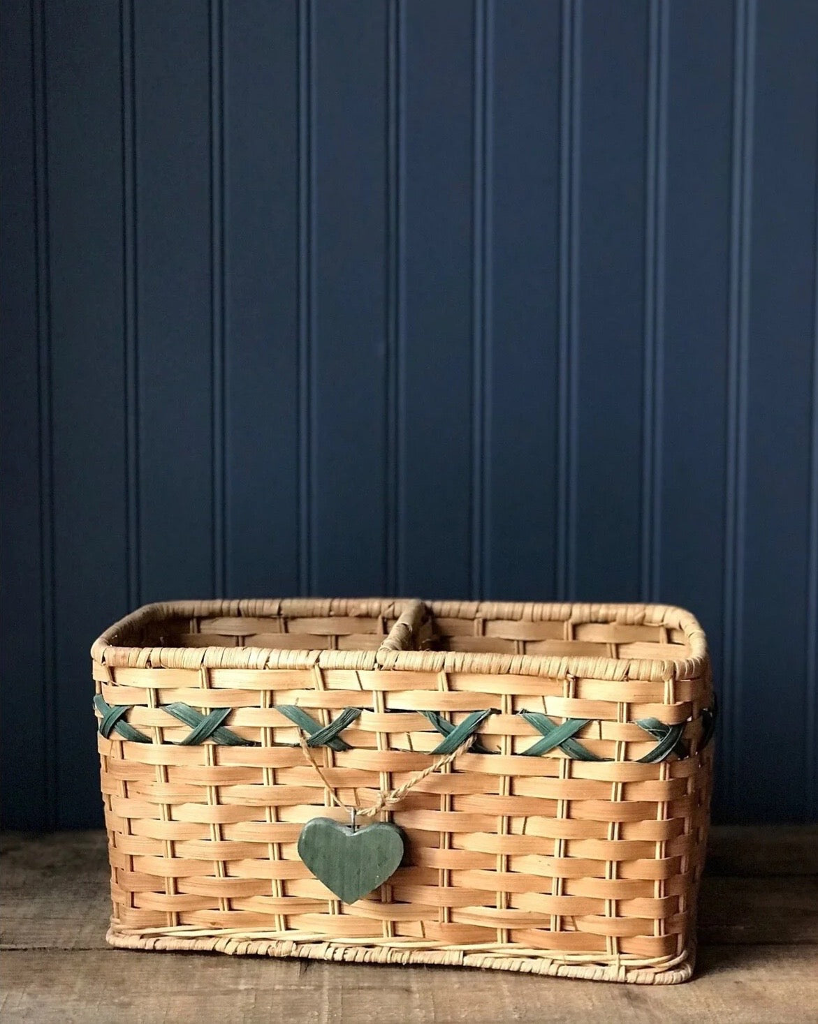 Vintage Square Two Section Basket