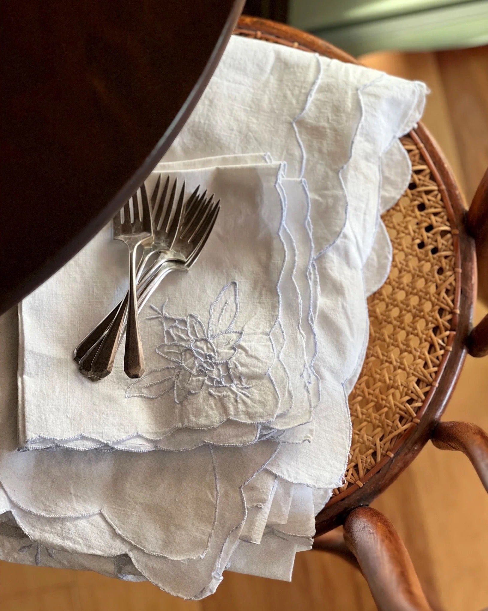 Vintage white embroidered napkins