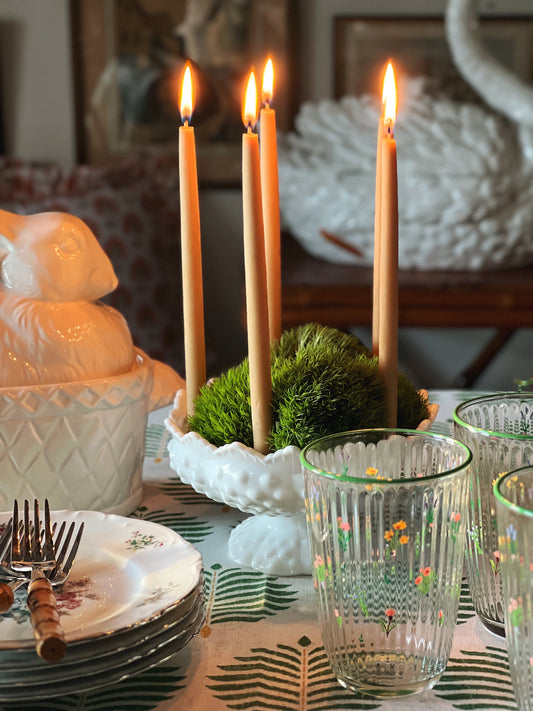 Vintage Hobnail Milk Glass Candleholder Bowl