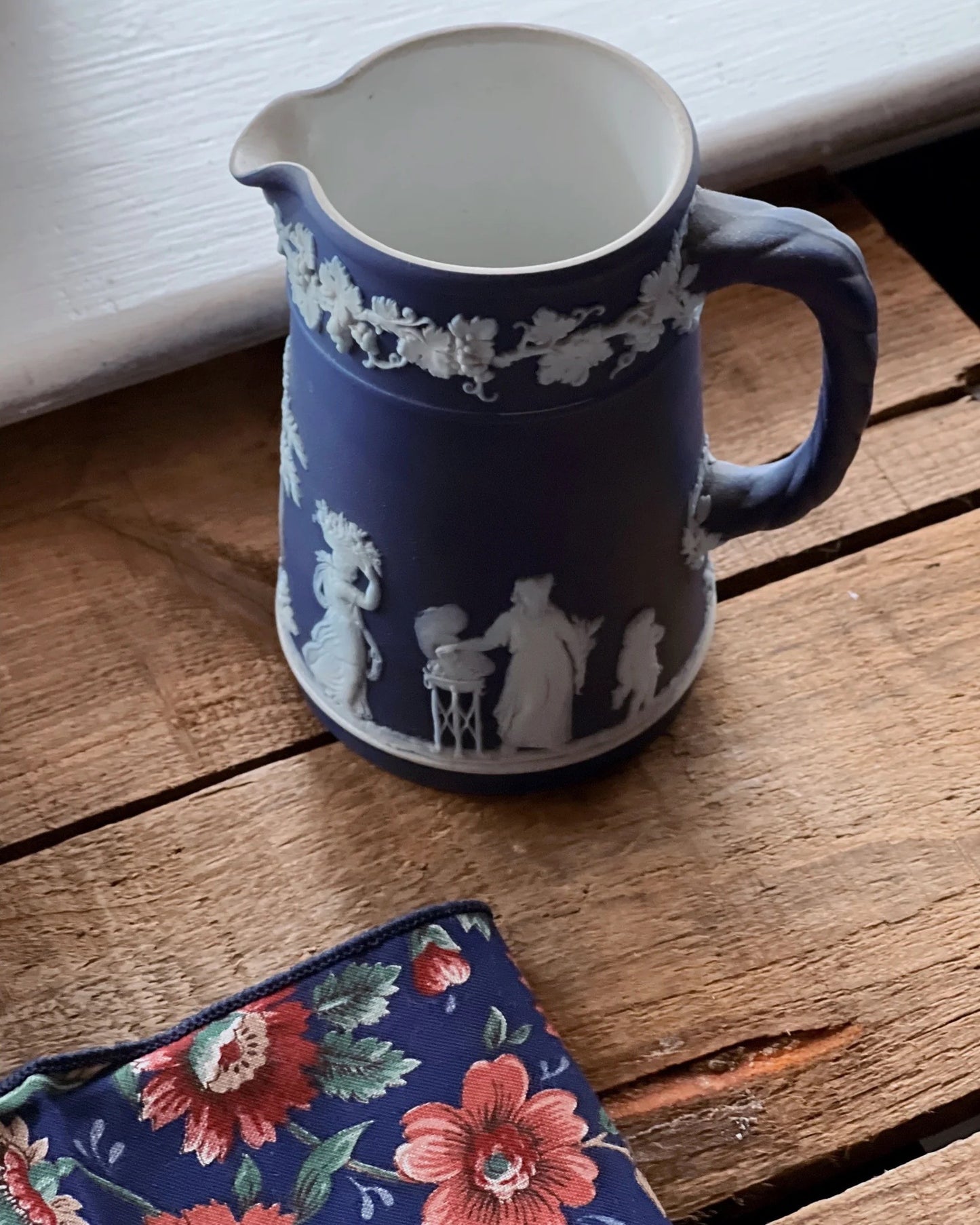 navy blue and white Wedgwood Jasperware