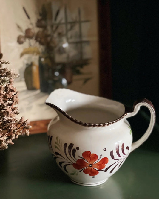 Gray's Pottery Luster pitcher with red floral design