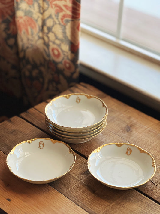 gold monogram Limoges bowl