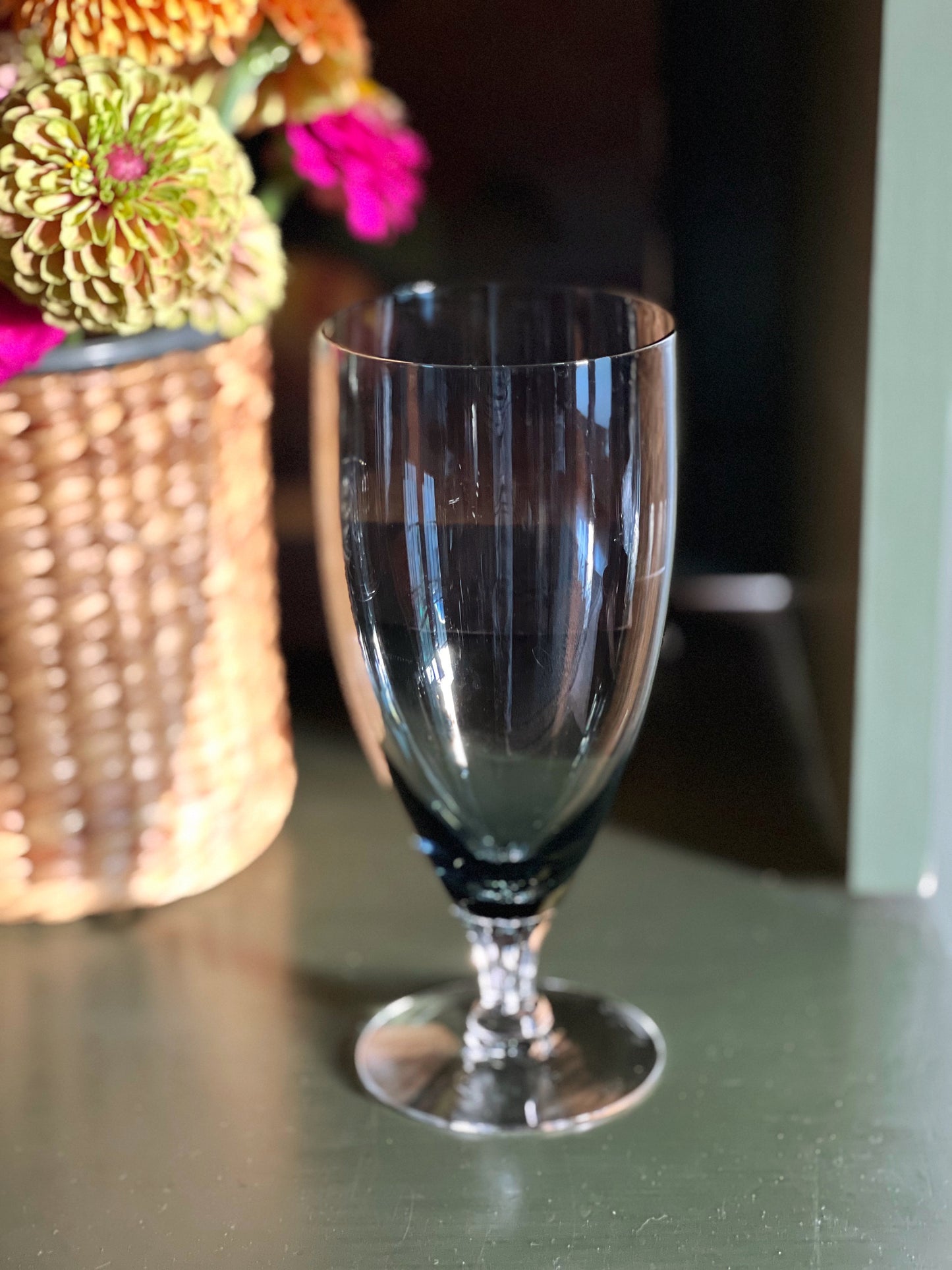 Vintage Smoky Gray Crystal Iced Tea Glass